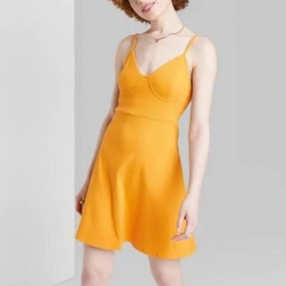Women's Wild Fable Knit Skater Dress Golden Yellow